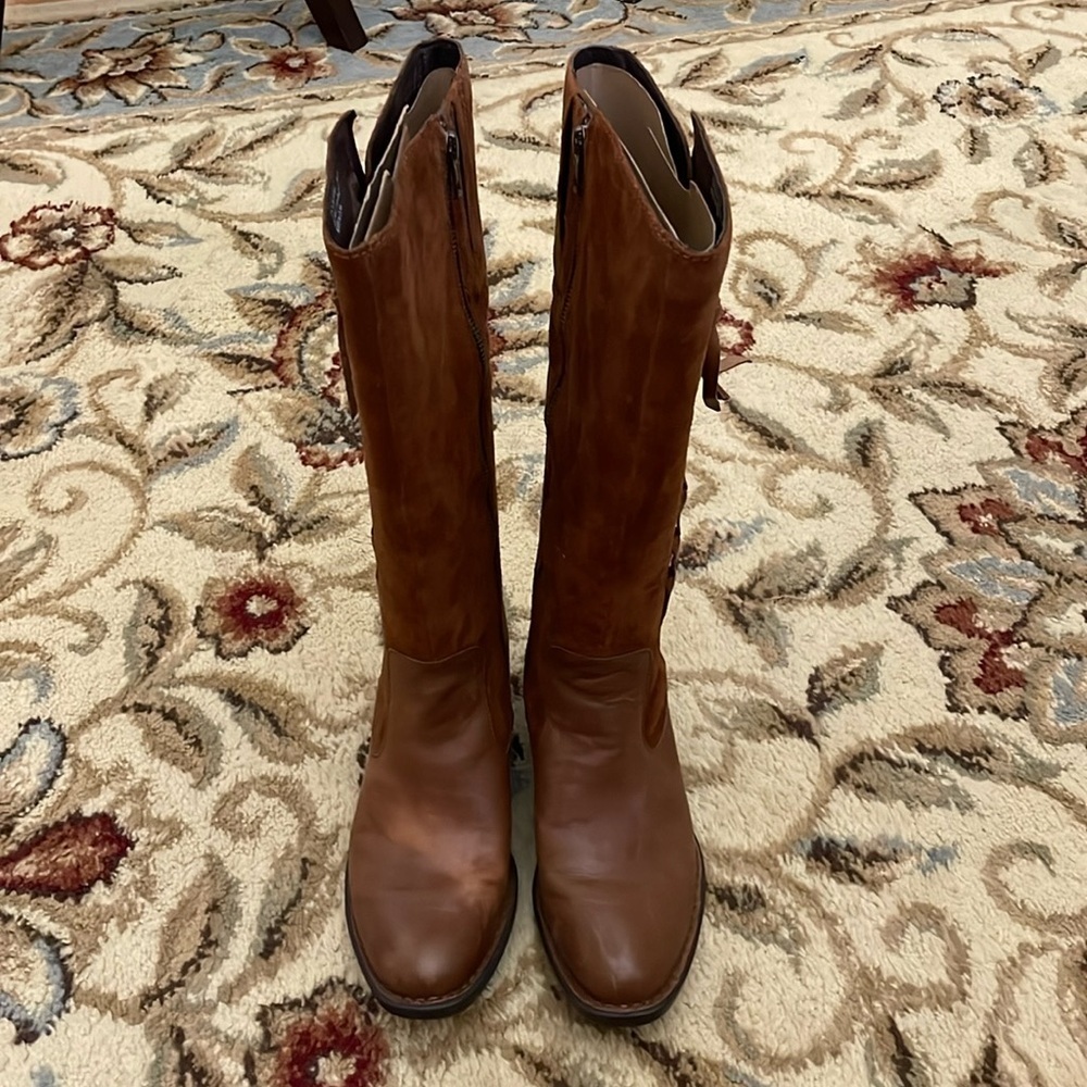 Born Cook Brown Suede/Leather Solid Knee-High Riding Boots Woman’s Size 7.5